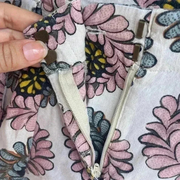 Ann Taylor Loft women’s floral linen shorts cream pink green 6P removable belt - Picture 7 of 8